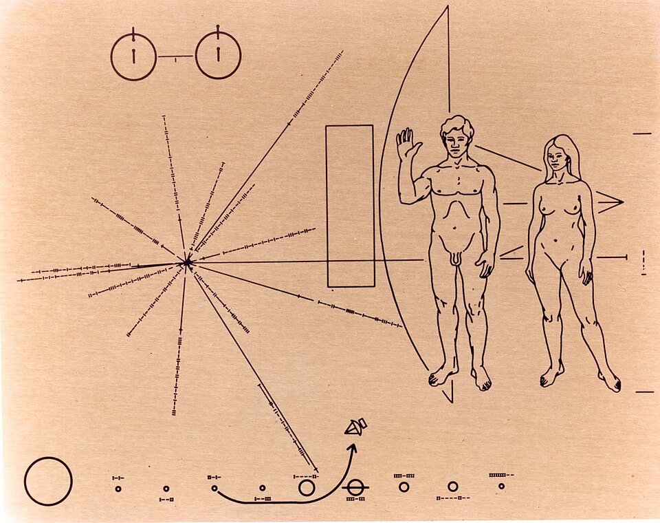 Archival image of Pioneer plaque